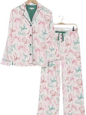 P.J. Salvage Ribbon & Bows Flannel Pajama Set. Sz S